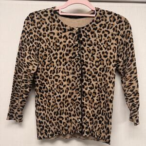 Women's White House Black Market Leopard Print S Sweater